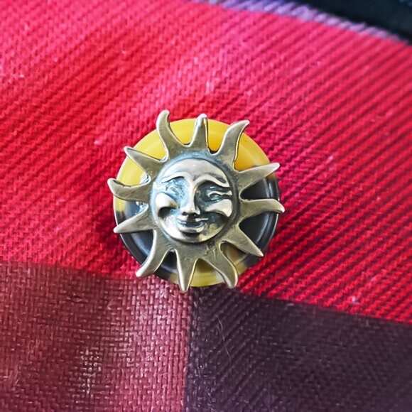 Handmade Celestial Sun Pin Button - Picture 7 of 7
